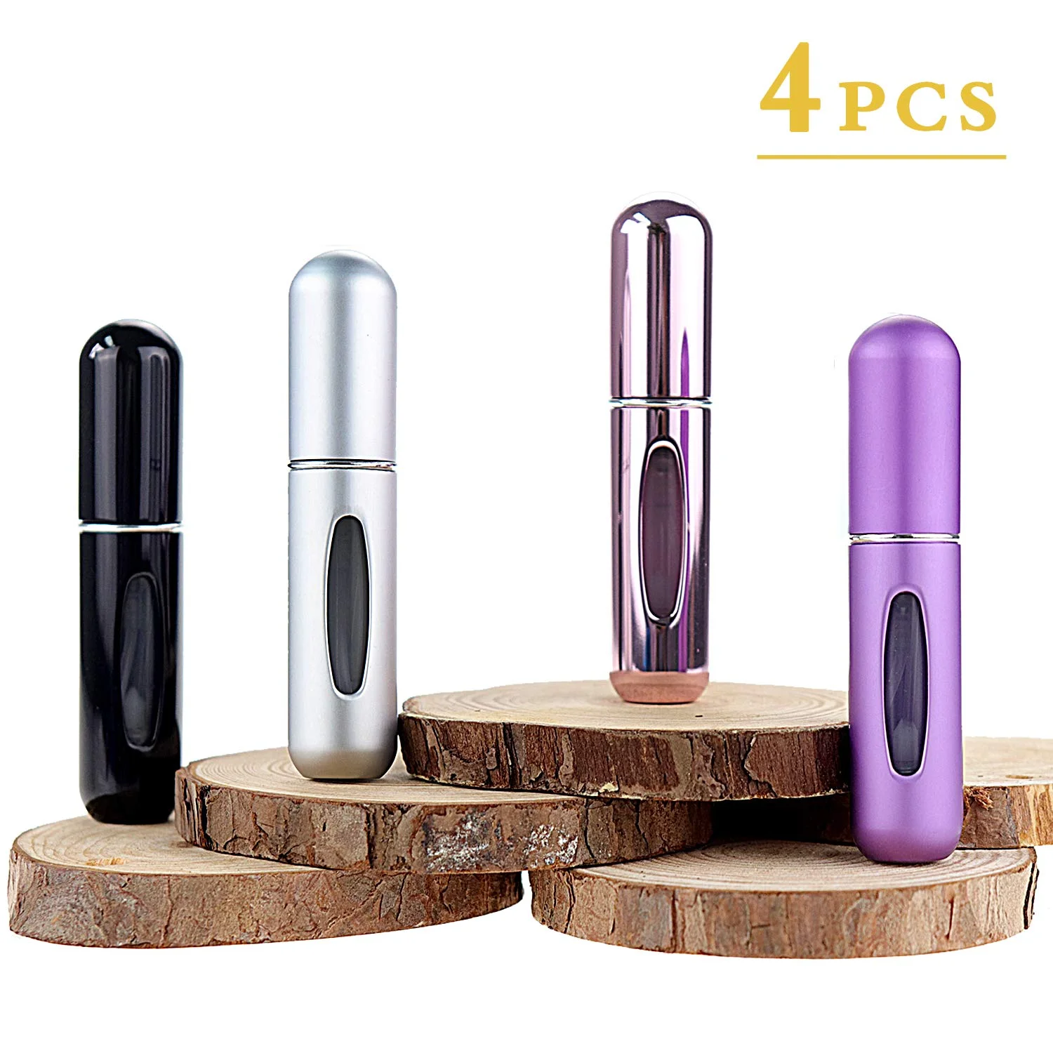 Portable  Refillable Perfume Atomizer Bottle Spray, Scent  Case for Travel 4 Pcs Pack of 5ml