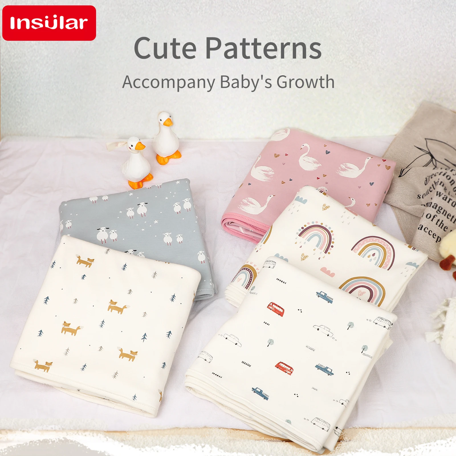 INSULAR Infant Swaddling Quilt Breathable Child 2-layer Soft Cover Skin-friendly Baby Blanket Kids Nap Blanket 100% Cotton 1-3Y