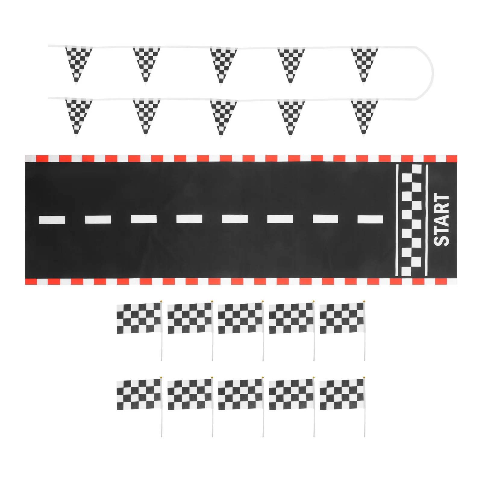 

1 set 1 Set Checkered Race Flags Racing Car Party Decorations Supplies Track Floor Runner Pennant Banner For Cars Birthday Theme