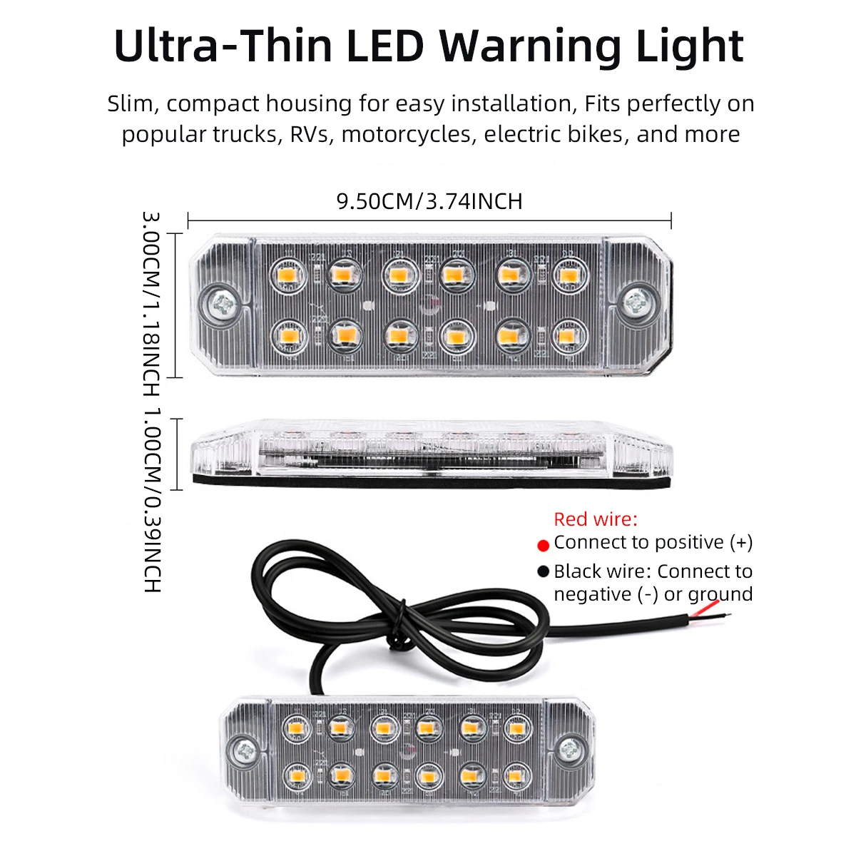 2PCS 12V 24V LED Side Marker Light 12SMD Universal Truck Warning Light Clearance Lamp Flashing Indicator Signal Light