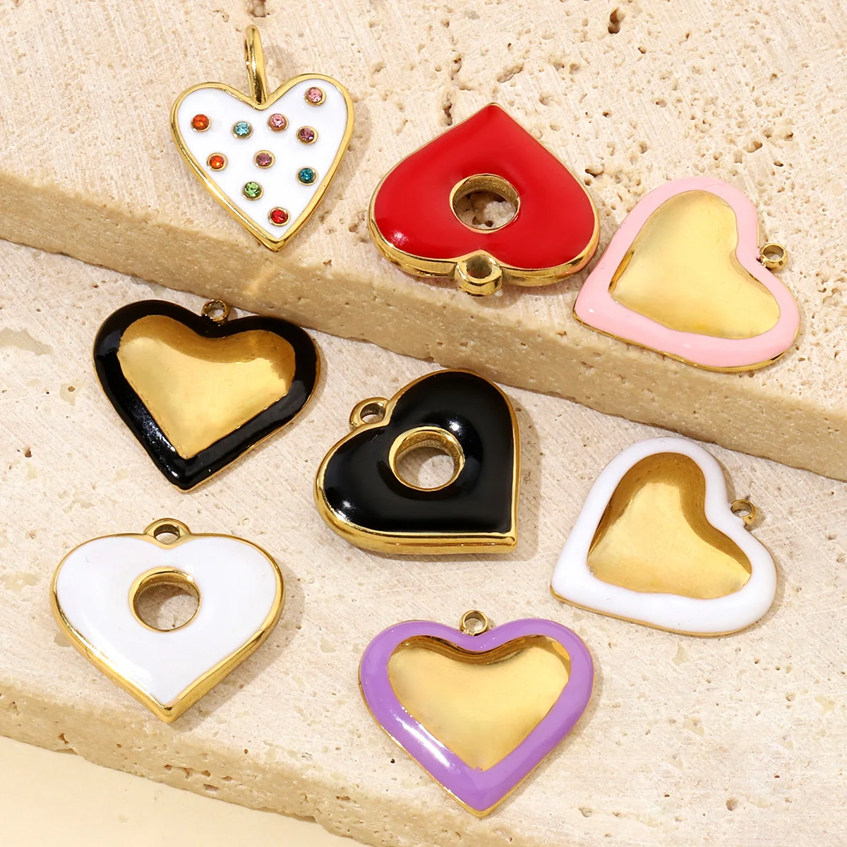 3pcs/Lot Stylish Heart Cross Stainless Steel Diy Charms Women Waterdrop Eye Earring Necklace Pendant Shell Jewelry