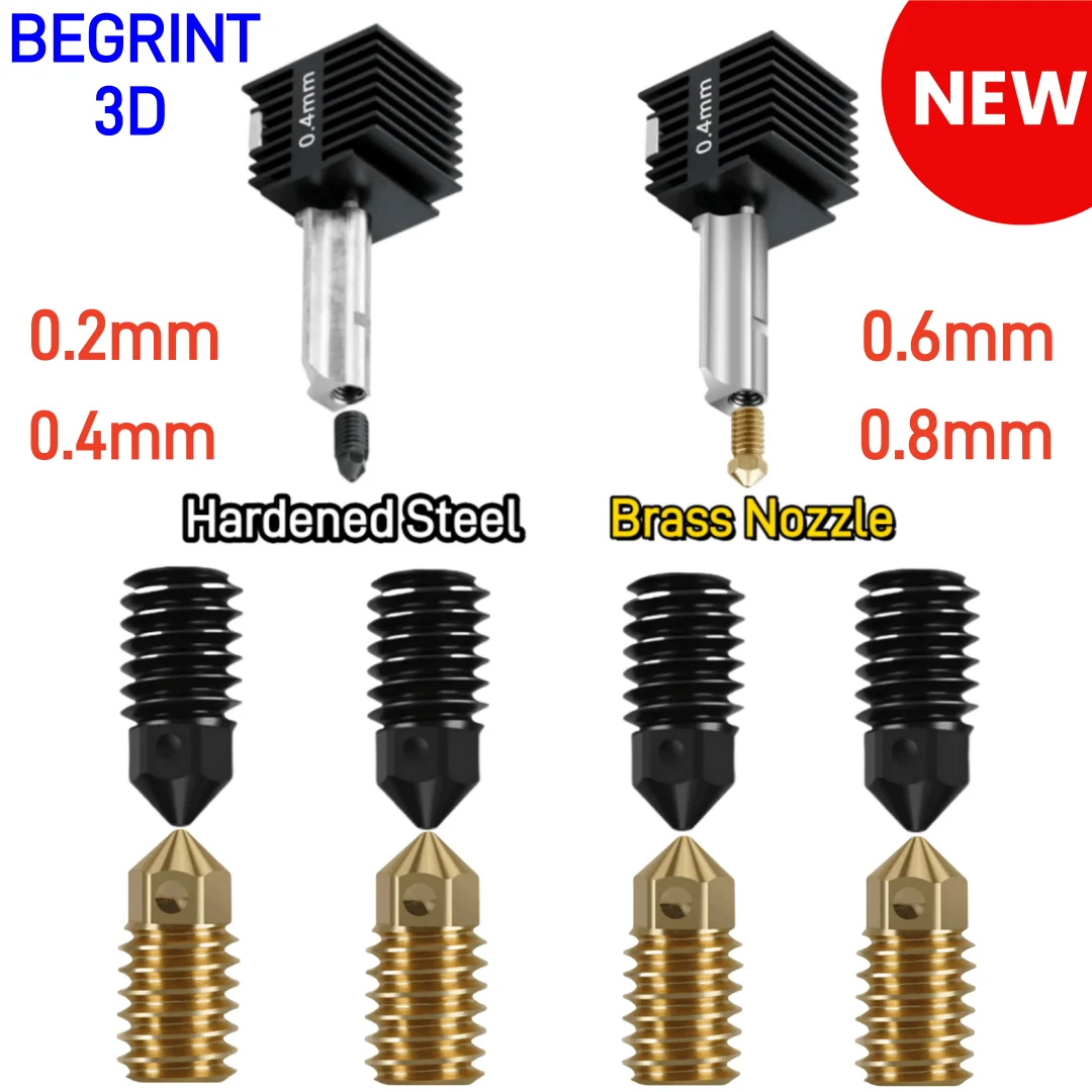 For Bambu Lab A1 Accessories Bambu Lab A1 Mini Nozzle Kit Brass Hardened Steel 0.2 0.4 0.6 0.8 For Bambulab A1 Upgrade Hotend