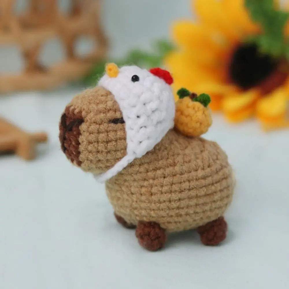 Bonito iniciante crochê kit de animais de pelúcia com ganchos de crochê conjunto diy capivara diy kit de crochê artesanal kit de fio de cobaia