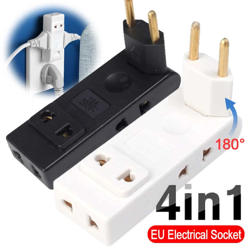 4 in 1 EU Plug Extenion Socket Foldable France Germany Spain Plug Converter AC Outlet US To EU Plug Adapter Electrical Sockets