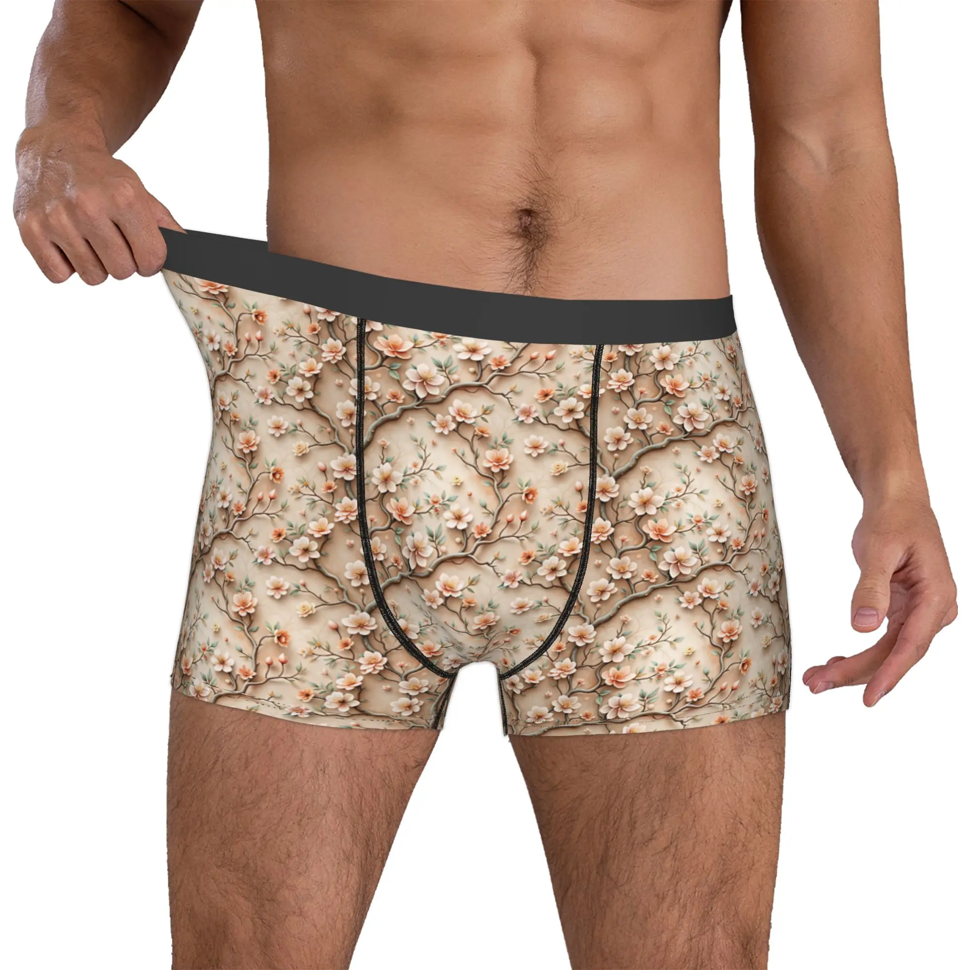 Fashion Luxury High 3D Floral Boxers Shorts Panties Male Underpants Breathable Fashion Trend 3D Flowers Briefs Underwear