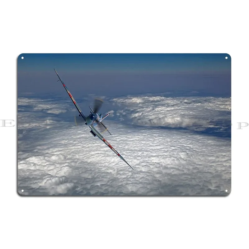 Spitfire In The Clouds 2 Metal Plaque Poster Cinema Garage Personalized Bar Funny Tin Sign Poster