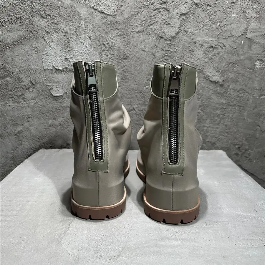 Handmade Platform Puker Beige High Quality Satin  Waterproof Fashion Personaliized Boot