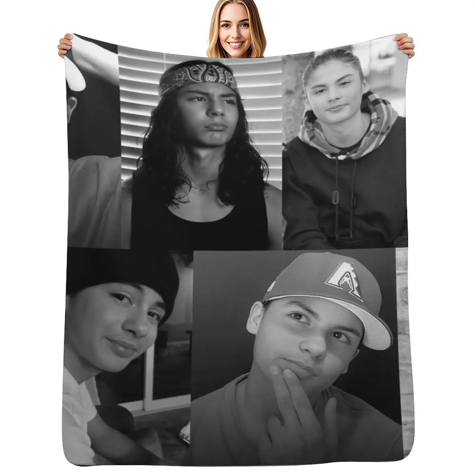 

Miguel Cazarez Mora Black And White Collage Throw Blanket Single Flannel Fabric Sofas Travel Blankets