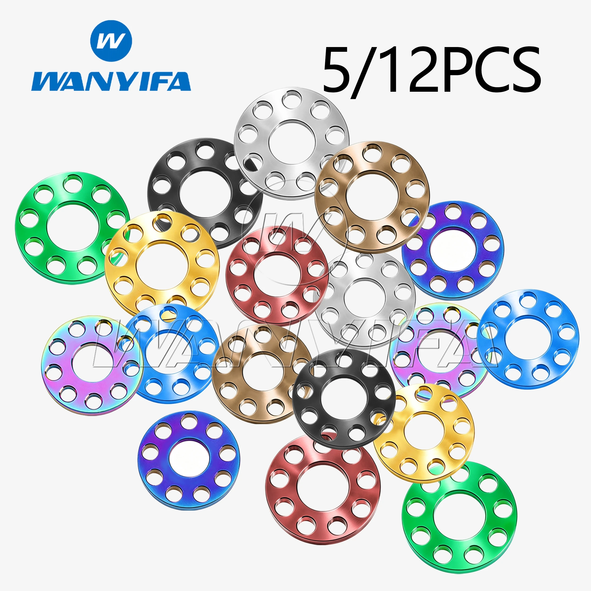 Wanyifa Titanium Washer Nine Hole Gaske Flat For Motorcycle Decorative Screw Gasket Five Colors M6 M8 M10 Black Bronze 5/12pcs