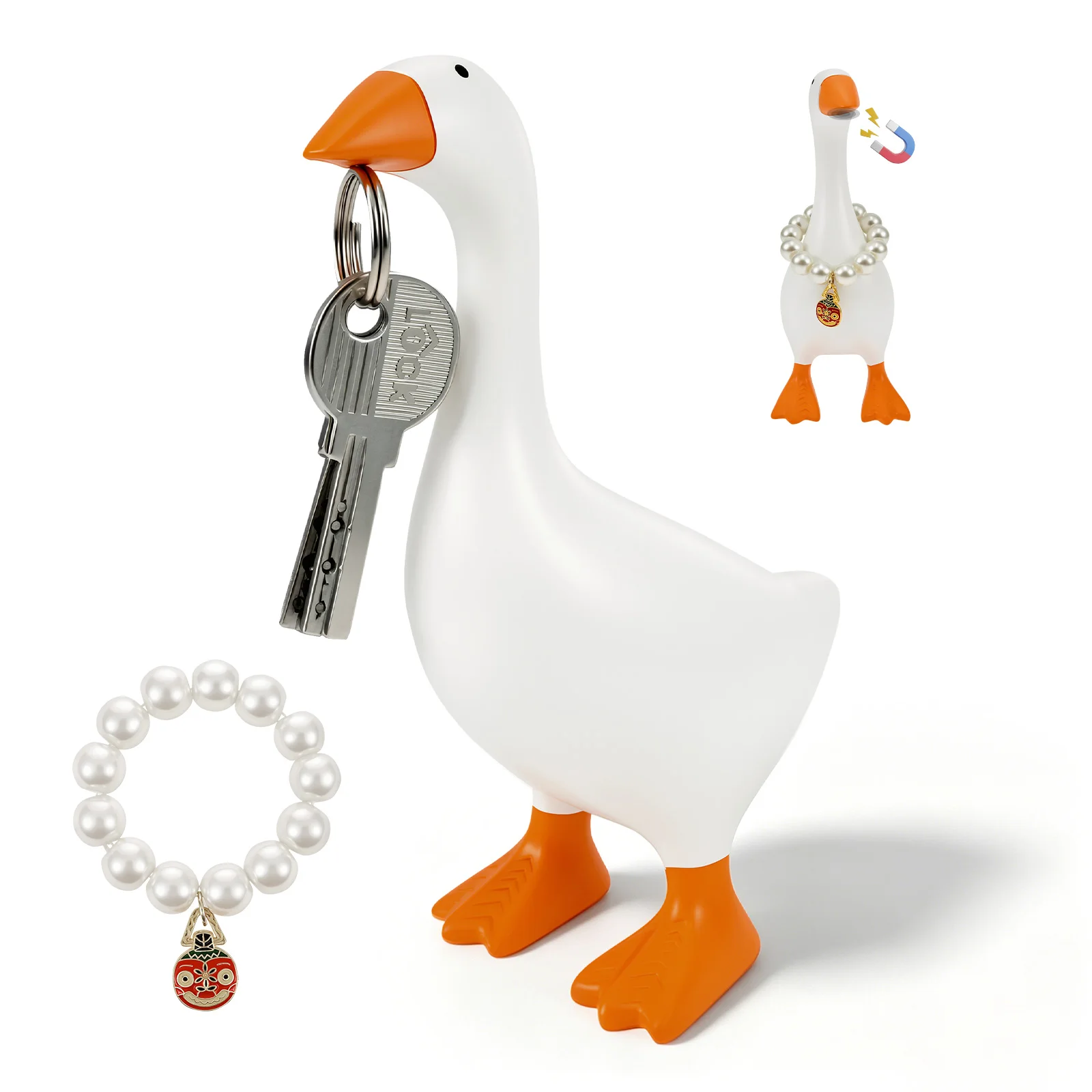 Desktop Goose Statue 6.7 inch Cute Resin Figurine for Office Desk Decor Funny Home Tabletop Decoration Unique Housewarming