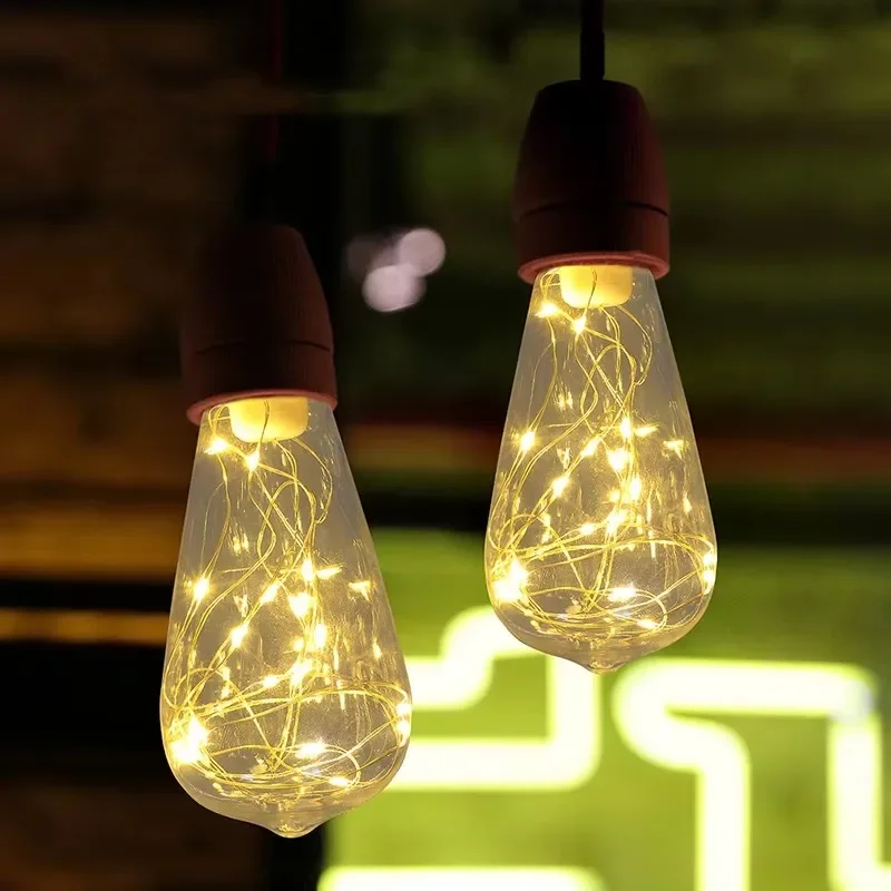 Pop E27 LED Copper Wire Bulb ST64 Warm Colorful Lighting 220V LED Edison String Light Bulb Home Decor Holiday Night Light Lamp