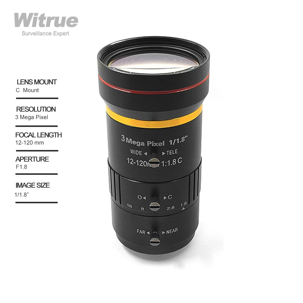 Witrue Vifocal Lens 3 Megapixel 12-120mm Iris manuale 1/1.8 \