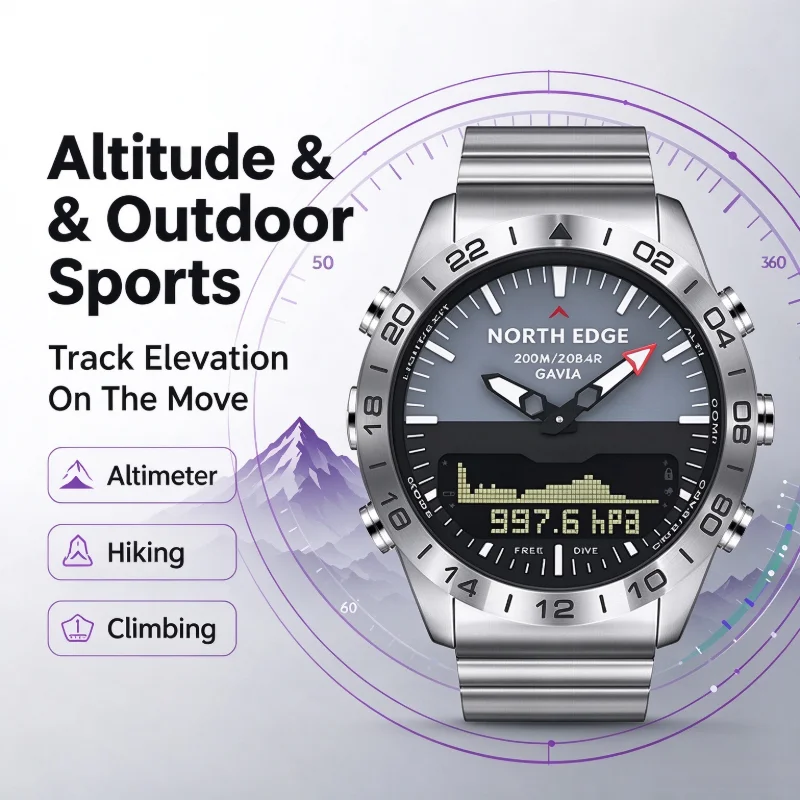 NORTH NORTH EDGE GAVIA Men Dive Watch Full Steel 200M Waterproof Altimeter Barometer Compass Analog Digital Dual Display Military Spor - Aliexpress Deal