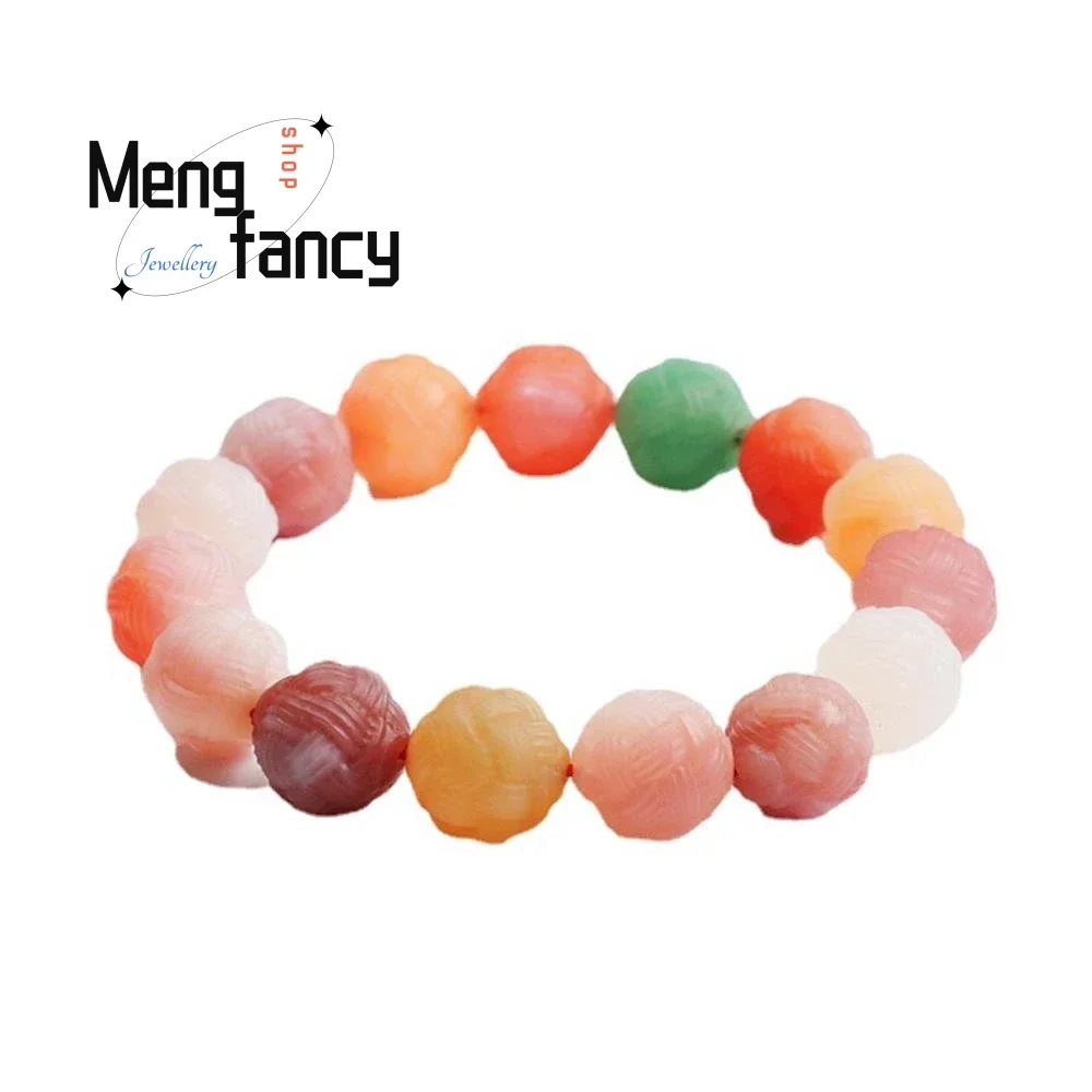 Natural Salt Source Agate Strings Embroidery Ball Candy Bracelet Colorful Treasure Simple Elegant High-grade Luxury Fine Jewelry