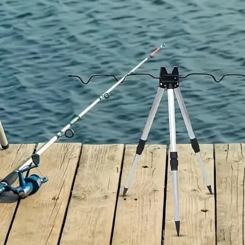 1 ENSEMBLE Support de canne à pêche télescopique triangulaire en alliage d'aluminium pour la pêche en mer