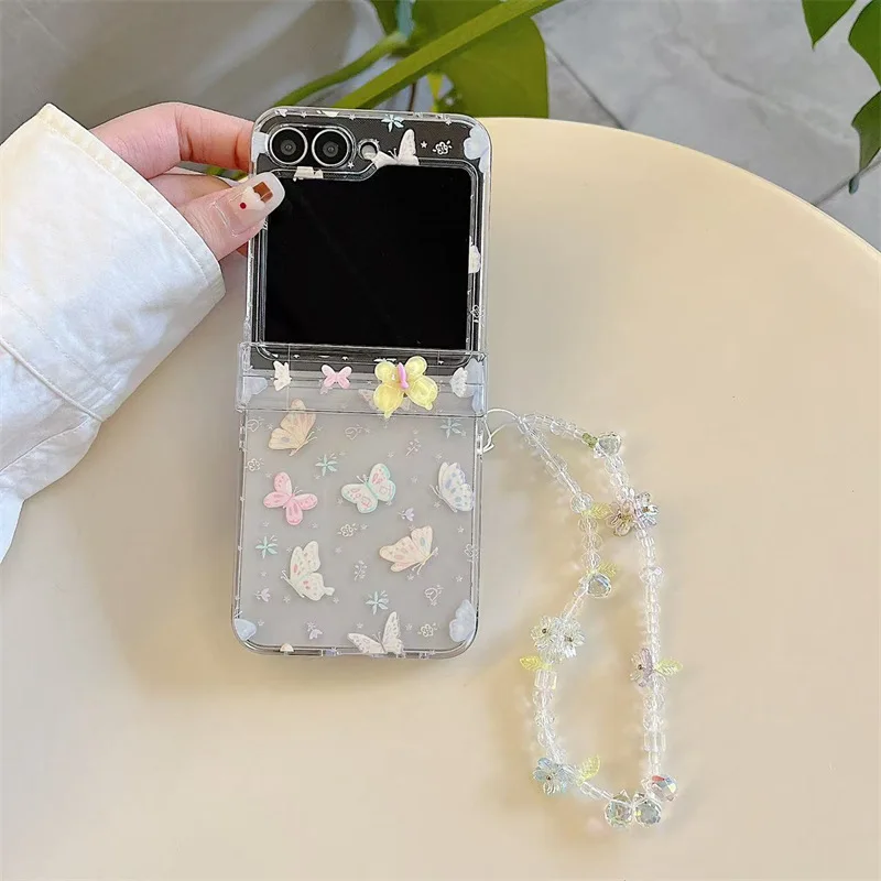 

Transparent Colored Butterfly for Samsung Galaxy Z Flip 7 6 5 4 Protective Back Cover for ZFlip5 ZFlip6 ZFlip7 Case Shell