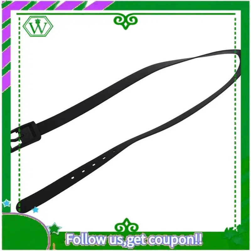 A18P-4X Sabuk Silikon Pria Wanita Gesper Plastik Karet Gaya Kulit Polos Dapat Disesuaikan-Hitam