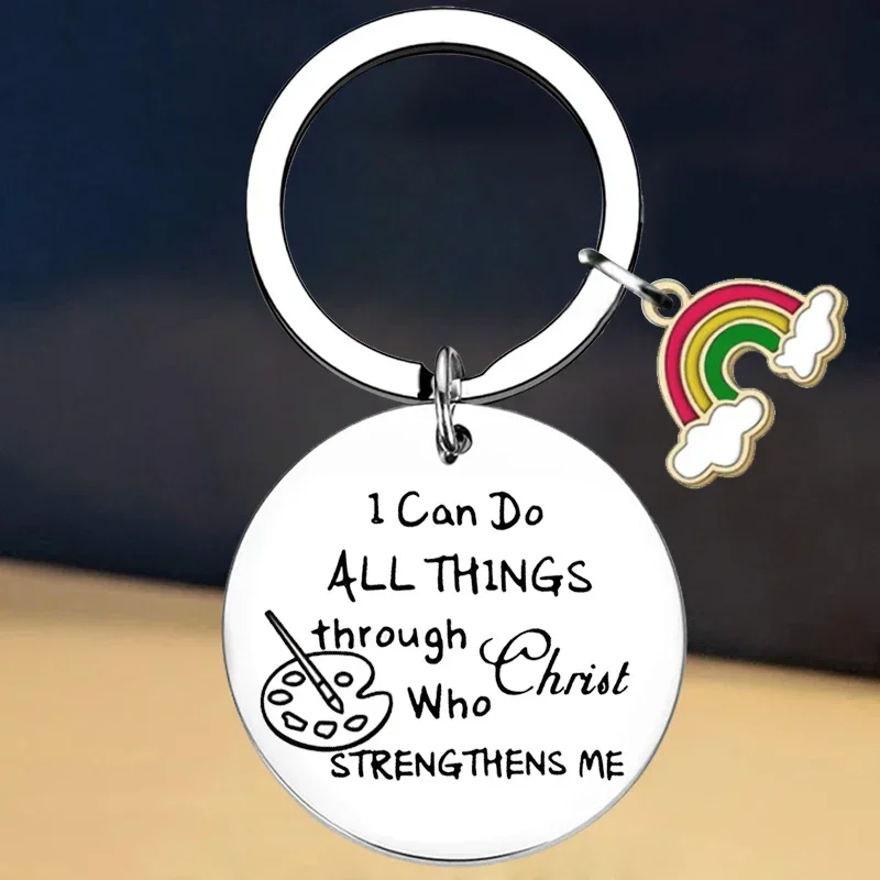 New Artist Keychain Painter Gift I Can Do All Things Through Christ Who Strengthens Me Artist Gift Key Rings Art Teacher Gifts