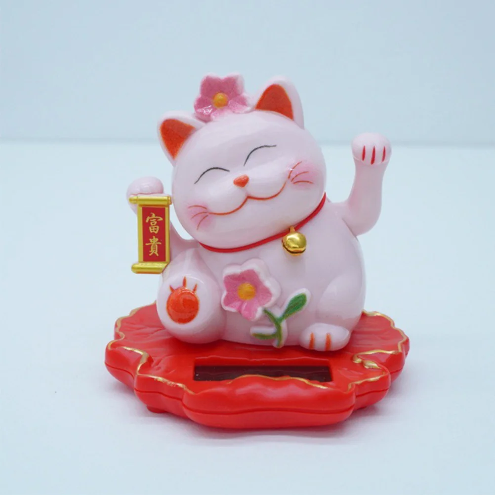 

Solar Powered Waving Arm Lucky Cat Statue For Car Dashboard Home Office Japanese Decor Miniature Indoor Decorative