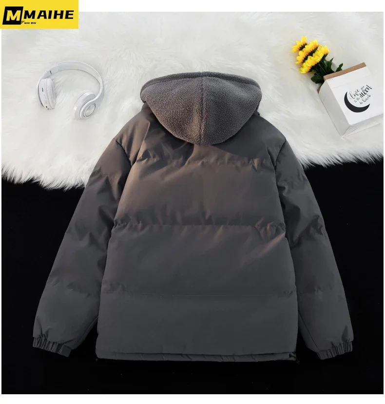 Herbst/Winter 2023 neue Chaque tas Hombre Mode lässig gefälschte zwei Kapuzen Parkas Jacke Herren Plus-Size-Kaschmir kurzen Thermo mantel