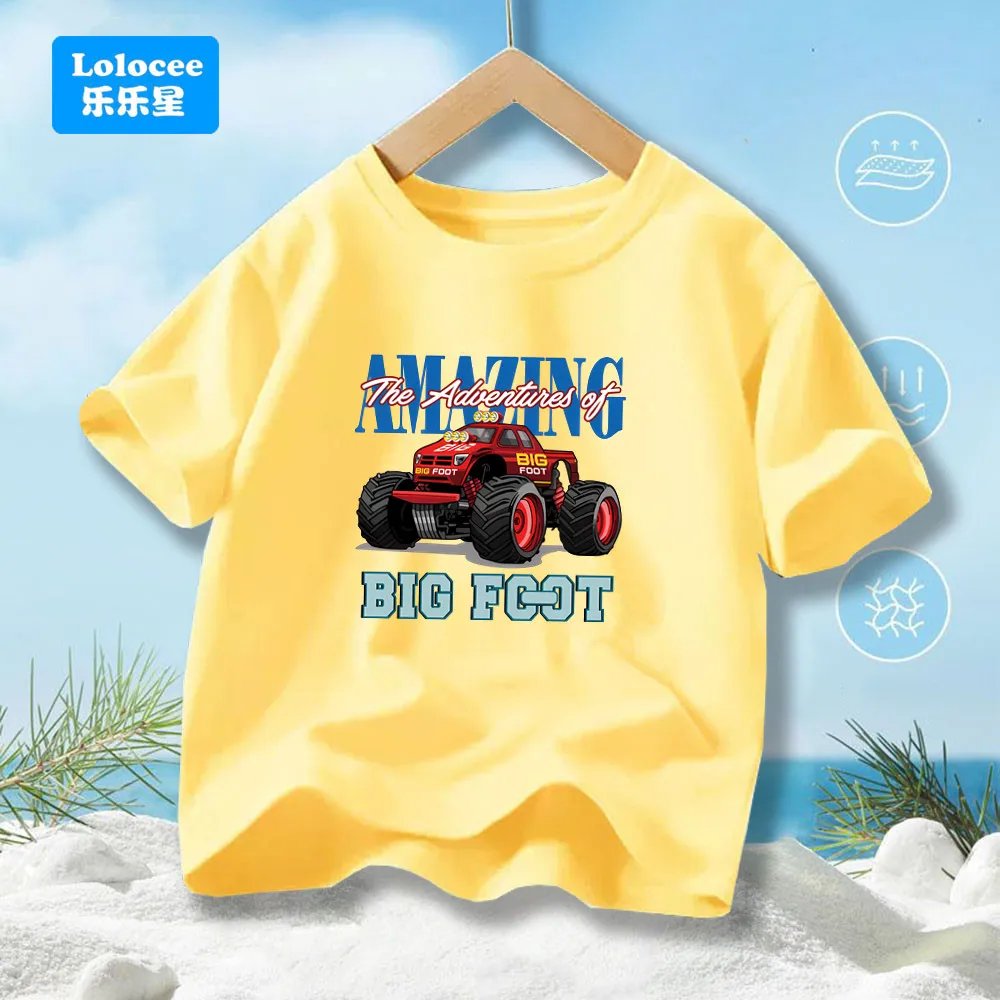 

2025 Summer Fashion Monster Truck Printed Children T-Shirts Harajuku Casual Short Sleeve Boys T-Shirt Tops DDJC1