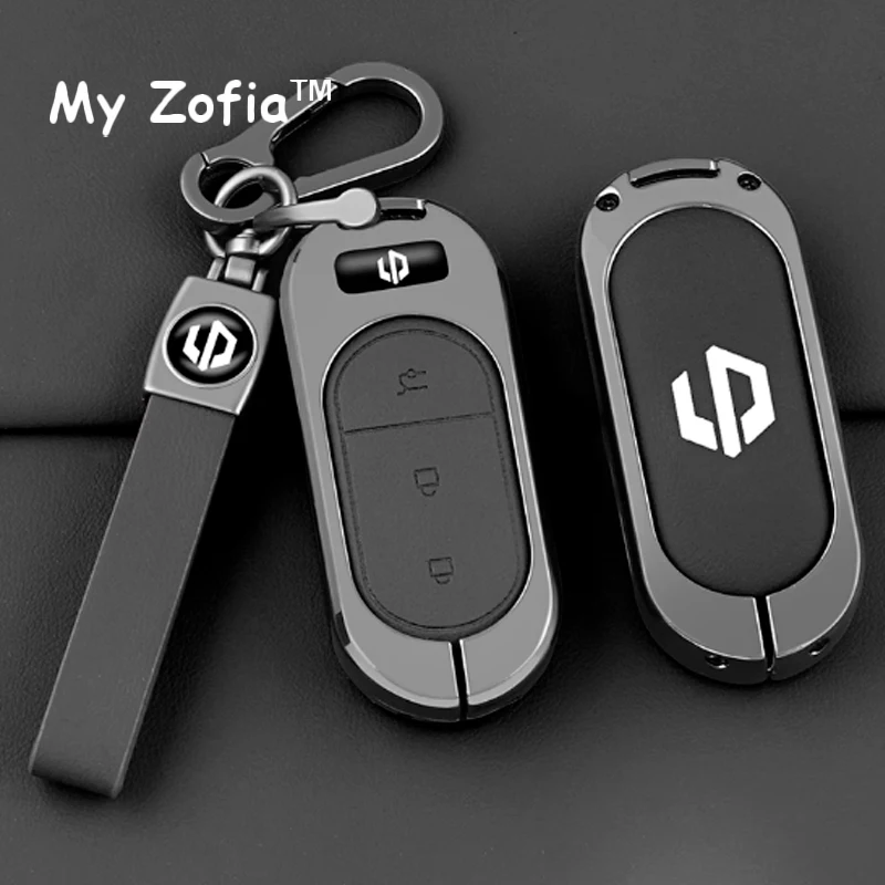 Zinc Alloy Leather Car Key Case For Leapmotor S01 C11 C10 C16 C01 Remote Cover Shell Keychain Ring Holder Fob Accessories