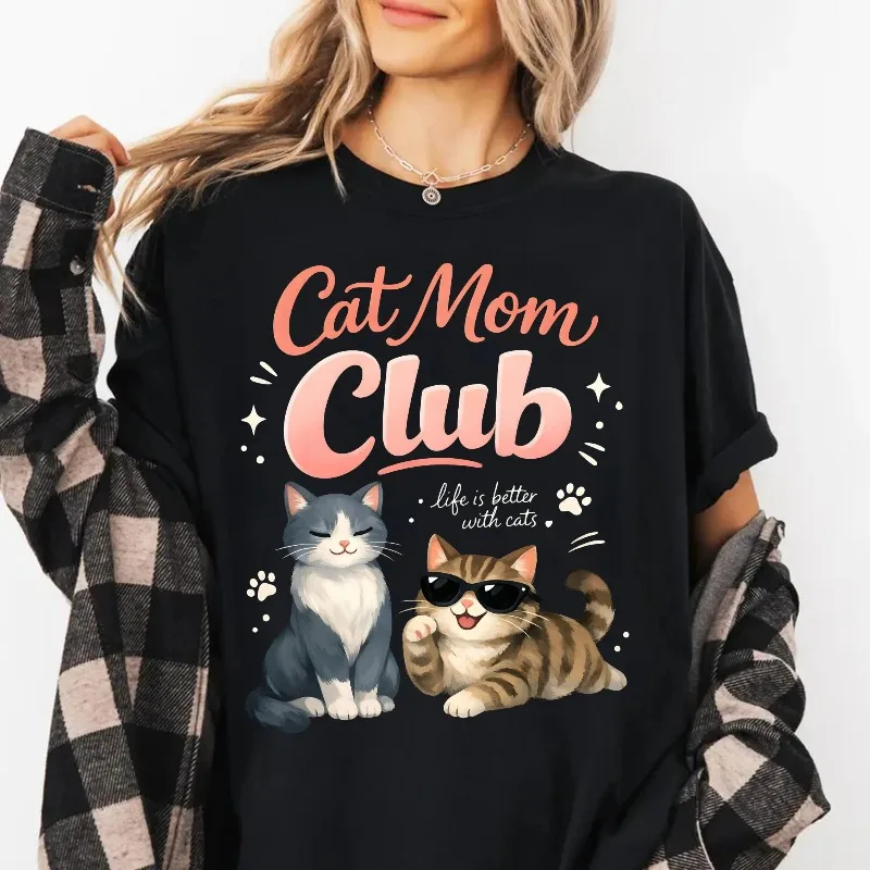 Cat Mom Club T-Shirts, Funny Cat Lover Gift, Matching Cat Owner Apparel, Cool Cats Tee, Crazy Cat Lady Present