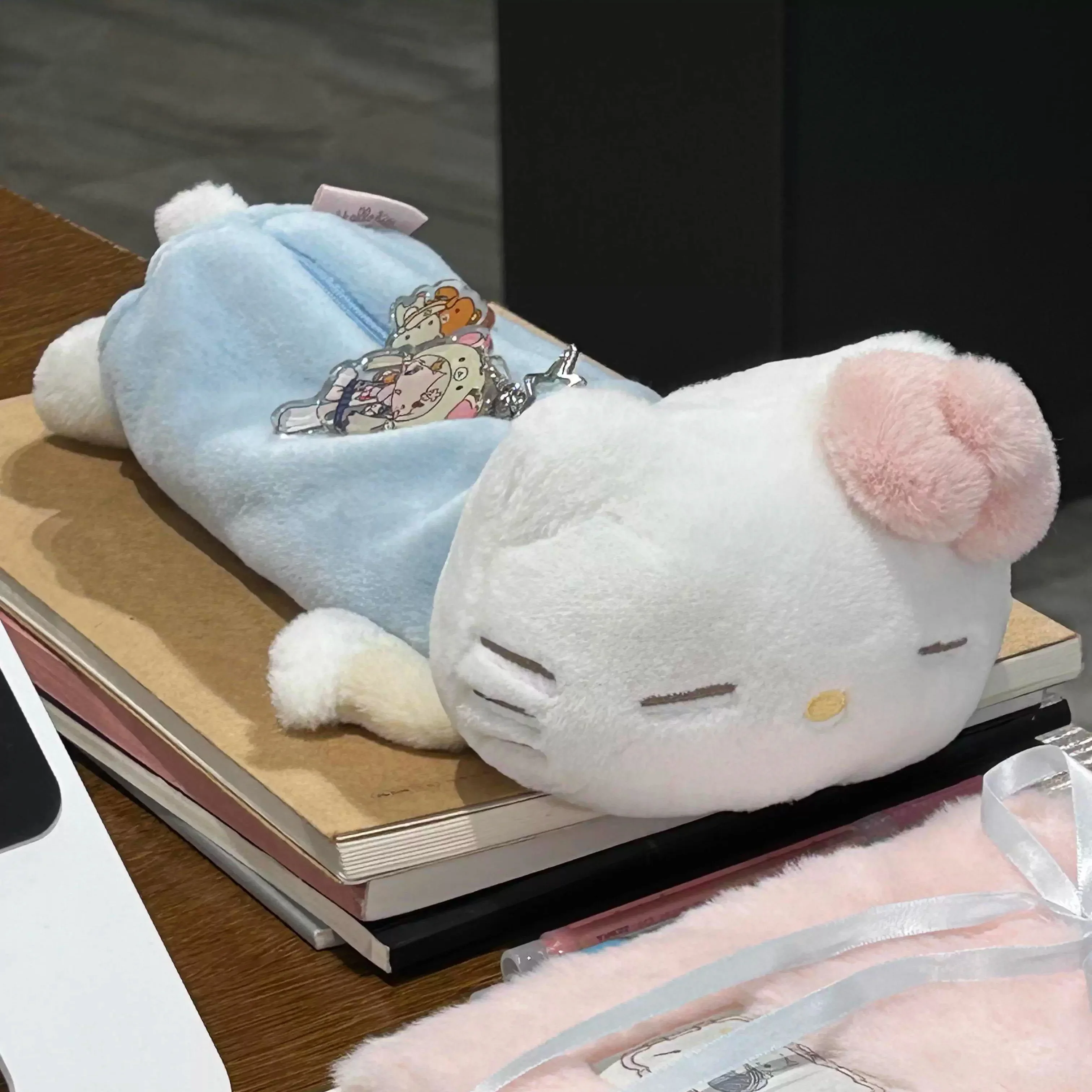 헬로 키티 플러시 연필 케이스 대용량 펜 홀더 학교 대학생을위한 메이크업 가방 귀여운 문구 선물