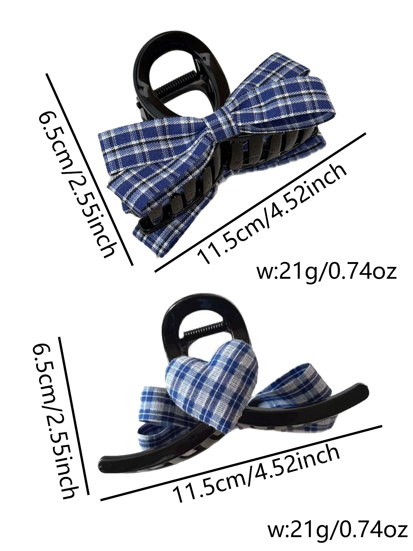 1 pieza de pinza para el pelo negra con lazo de malla azul para mujer, accesorios para el cabello de media altura para uso diario, informales y frescos