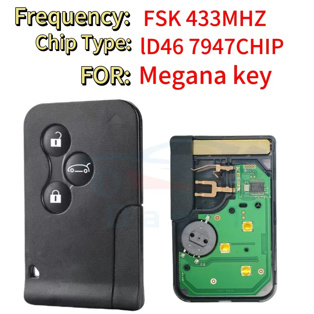 

Da Shi 433 Mhz ID46 PCF7947 Chip 3 Button Auto Replacement Smart Card Key For Renault Megane Scenic 2003-2008 Remote Key