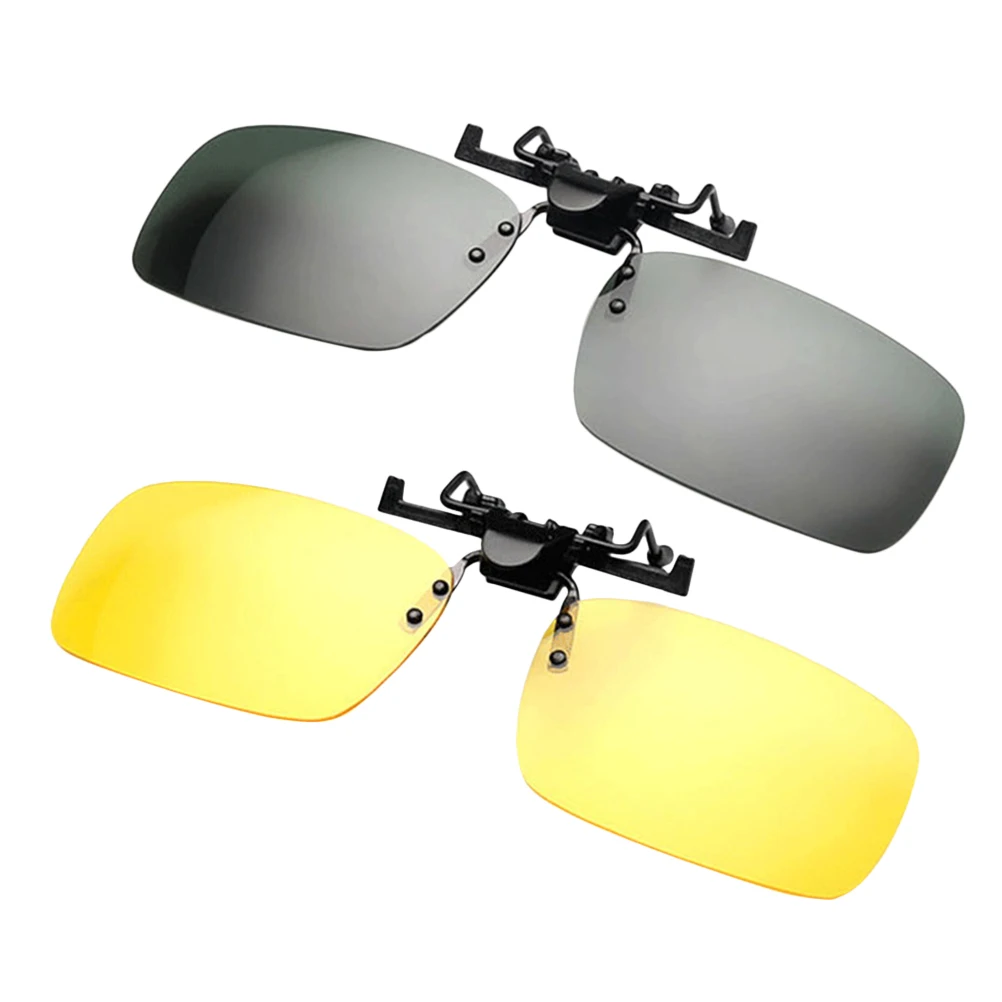 

2pc Unisex Polarized Sunglasses Clip Night Driving Glasses Resin Lenses Anti Glare Eyewear For Driving Fishing Skiing Large