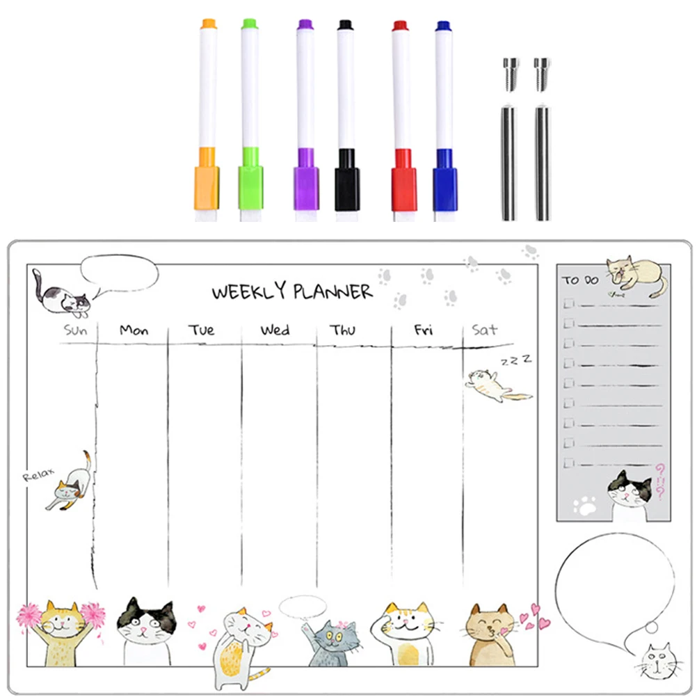 

1 set 1 Set Acrylic Memo Board Erasable Writing Message Note Desktop Office Home School Planner Board With Pen Clear Transparent