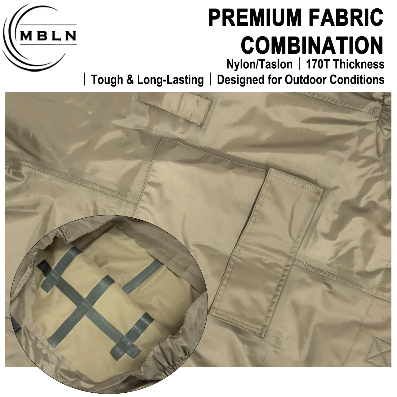 1 Stück Wathose zum Angeln mit Stiefeln, wasserdichte Nylonhose, verstellbare Träger, 170T, 15000MPa Wasserbeständigkeit, Khaki Outdoor-Ausrüstung – Detail 2