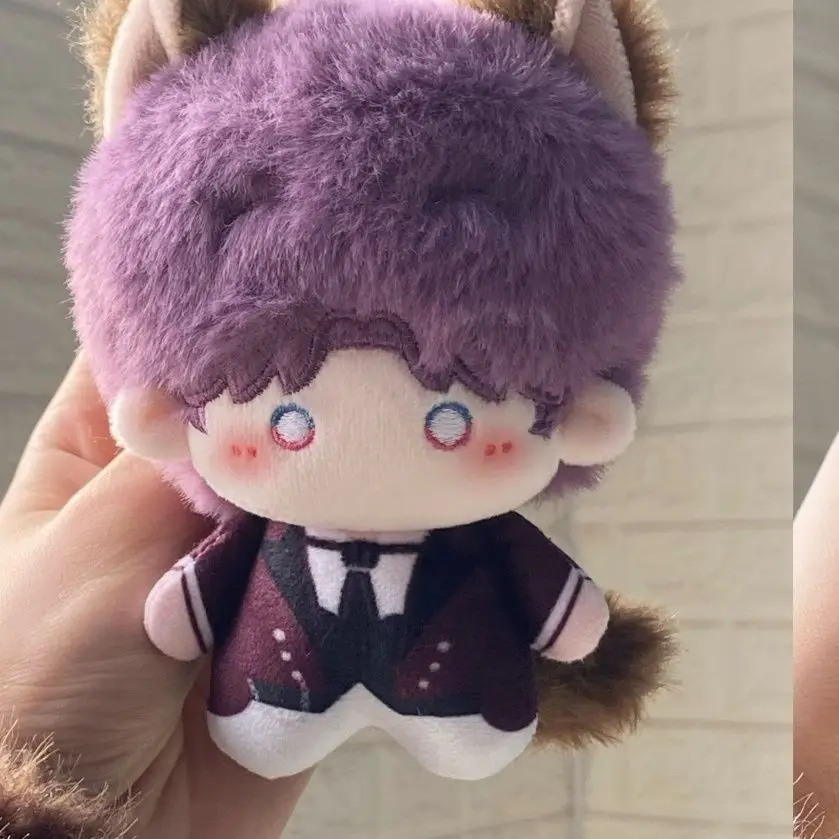 10cm Anime Love and Deepspace Rafayel Cosplay Cat Ear Tail Plush Doll Stuffed Toy Fluffy Maumet Puppet Toys Halloween Xmas Gift