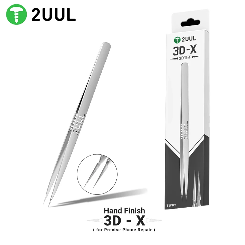 2UUL TW02 3D‑X Precision Hand Tweezers Flying Wire Spot Welding Forceps for Phone Motherboard IC Chip Micro Repair Tools