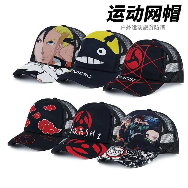 

Бейсболка Bandai Demon Slayer One Piece с сеткой от солнца для подростков и студентов, весенне-летняя, в мультяшном стиле, модная, плоская кепка