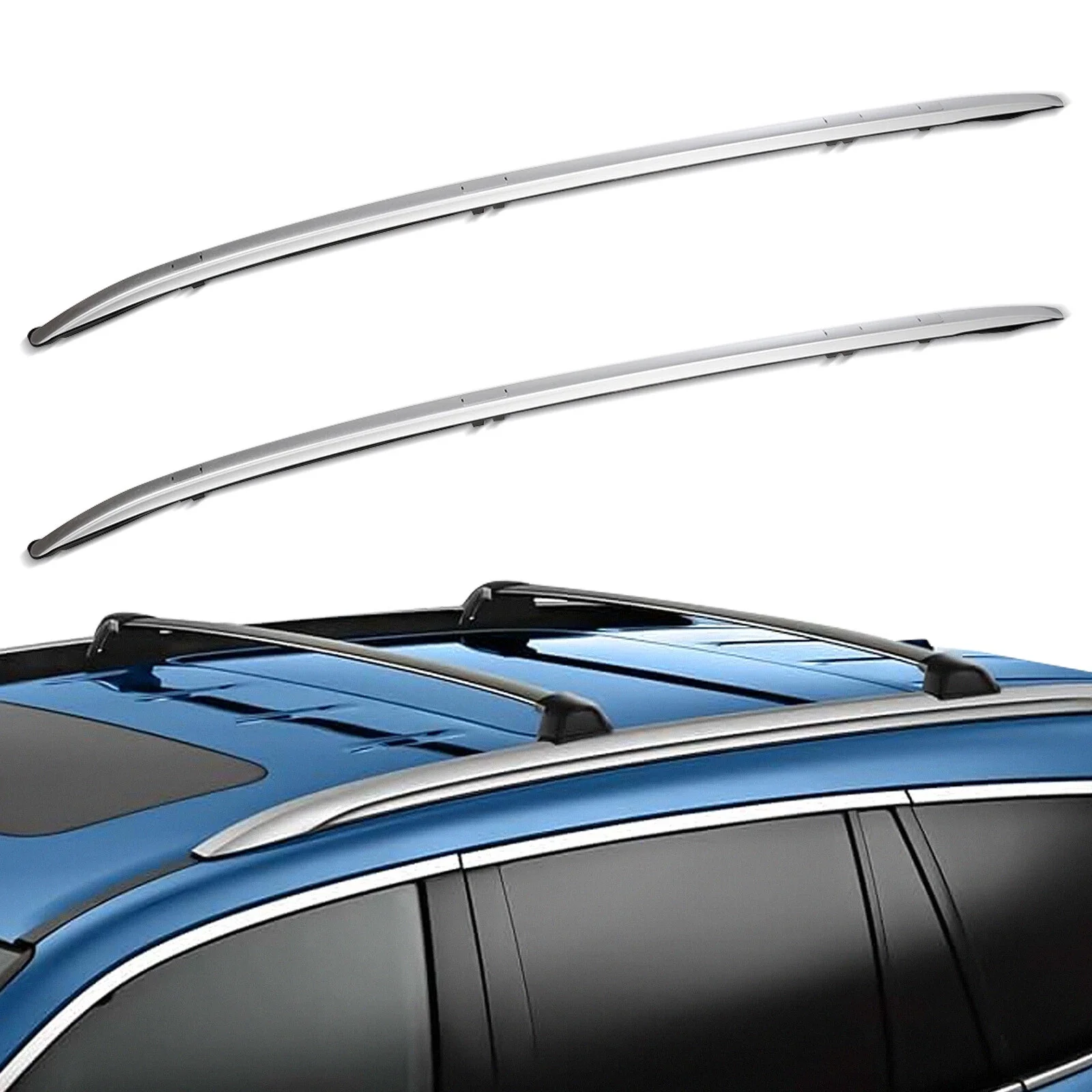 2Pcs Aluminum Silver Roof Rack Luggage Carrier Crossbar Roof Rack Rail Carrier Fits for Honda CRV CR-V 2017-2022 Side Rail
