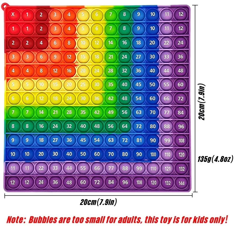 레인보우 실리콘 12x12 & 12+12 곱셈 추가 수학 게임 팝 장난감 몬테소리 교육용 양면 시간 테이블 어린이를위한