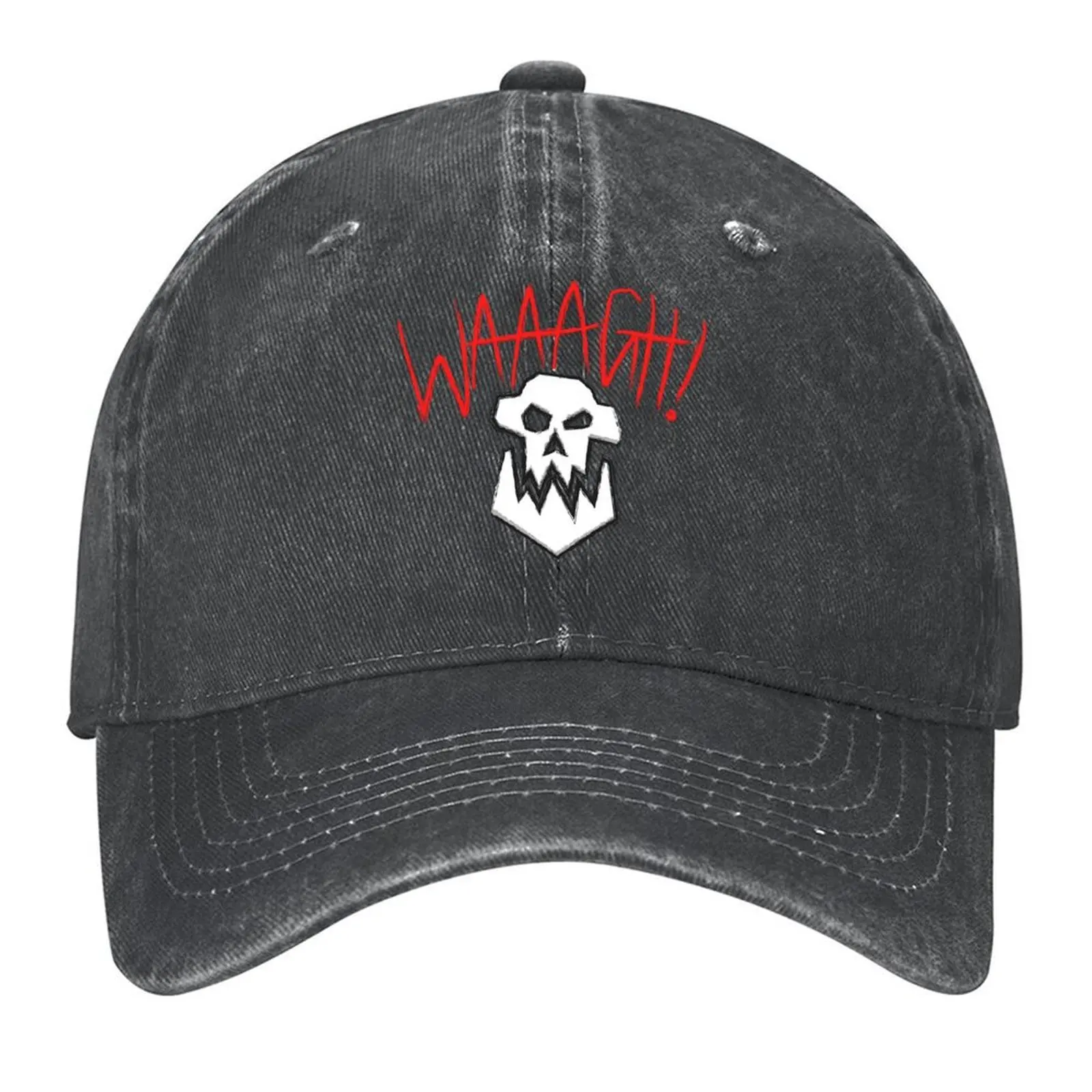

WAAAGH! Text with Skull (on black) Baseball Cap golf hat genuine Winter hat Golf Big Size Hat Caps Male Women's