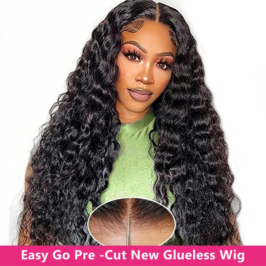 

Ready To Go Glueless Wigs Human Hair Pre Plucked Pre Cut For Beginners Deep Wave 5x5 7x5 Lace Closure Wigs Brazilian Hair Wigs