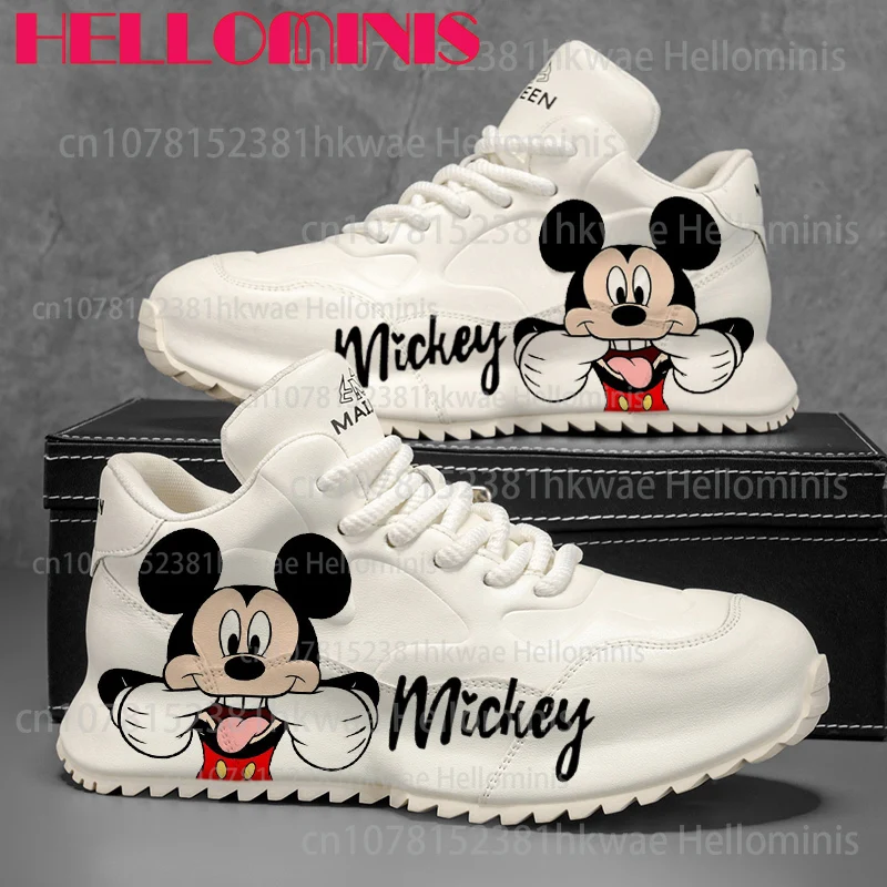 

Крутые белые баскетбольные кроссовки с 3D принтом Микки Мауса, мужские высококачественные нескользящие удобные мужские туфли для взрослых, подарок на день рождения