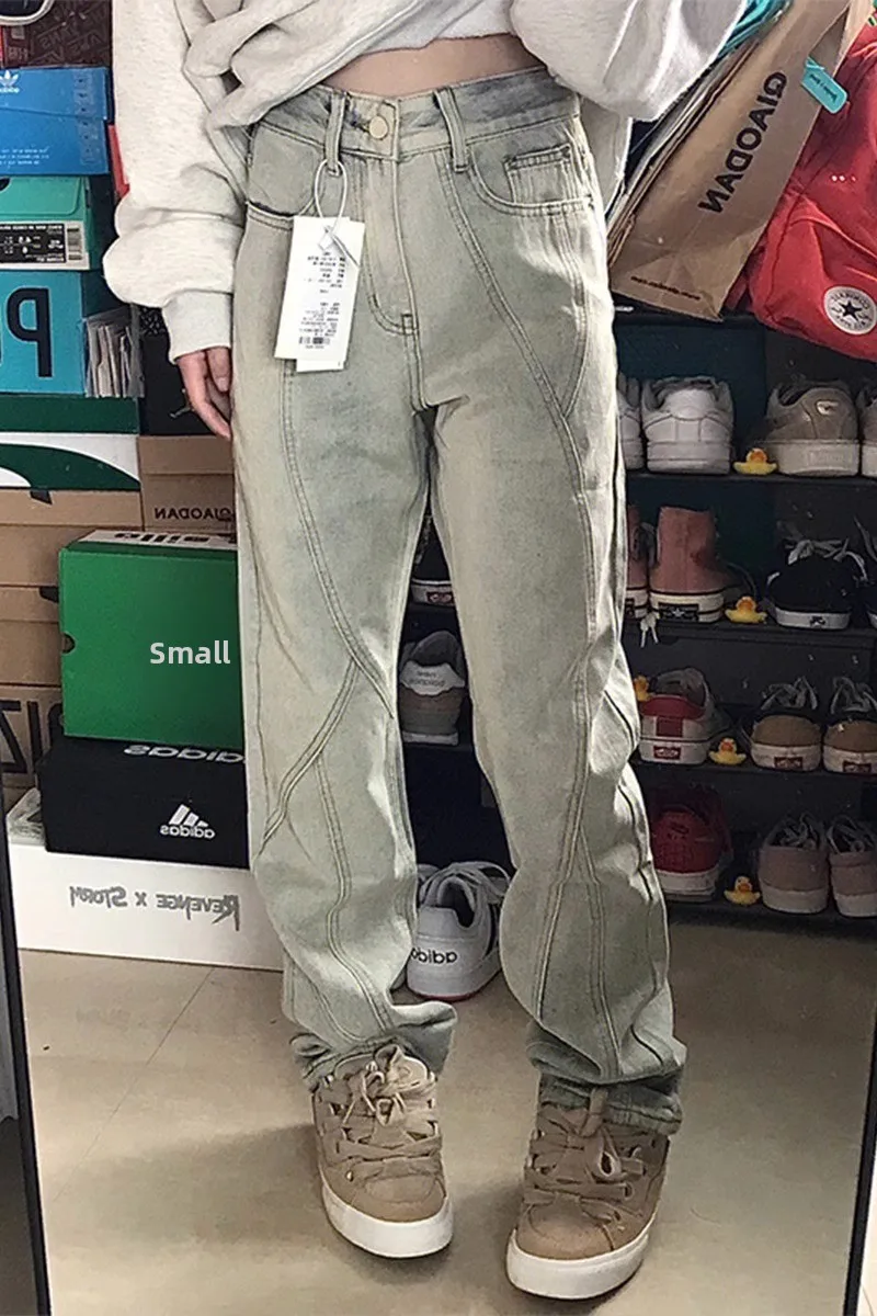 

Джинсы Design Sensation Small ence, окрашенные в желтую глинею, женские осенние новые джинсы большого размера, толстые мм, тонкие прямые брюки в американском стиле High Street...