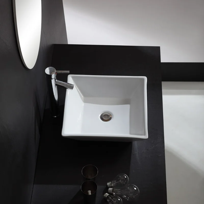 Overflow Bathroom Furniture Countertop Bathroom Sink Modern White Ceramic Vanity Container Sink Countertop Fixture Home