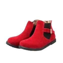 Big size 34-52 New Round Toe Buckle Boots for Women Sexy Ankle Boots Heels Fashion warm Winter Spring Autumn Casual Shoes 502