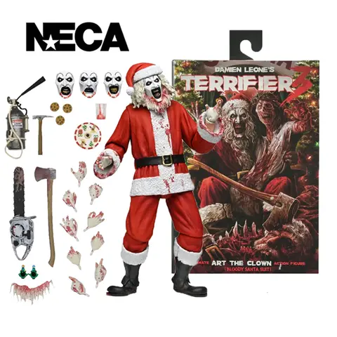 NECA Toys Terrifier 3 - Ultimate Bloody Santa Suit Art the Clown 7” Scale Action Figure Model Doll Garage Kit
