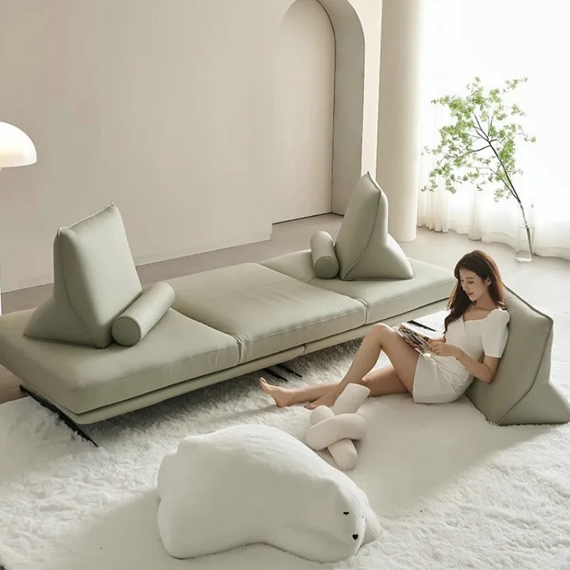 

Italian minimalist tofu block Prado leather sofa