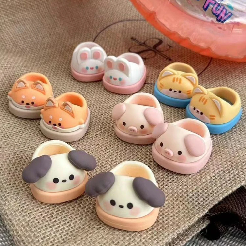 1Pair 20cm Cotton Doll Shoes Cute Pig Rabbit Cat Soft Rubber Shoes Animal Board Shoes Doll Accessories For Children Toys Gifts