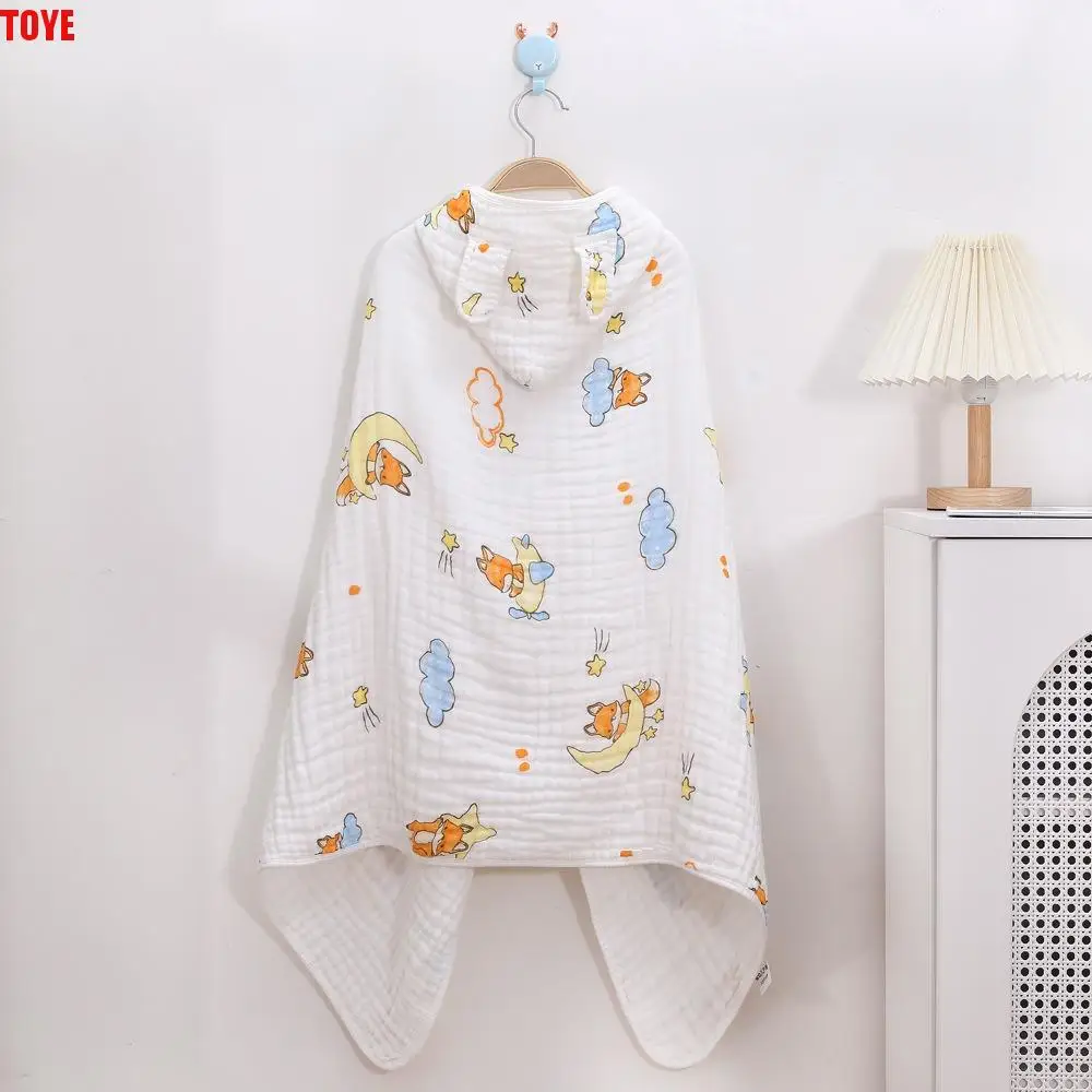 

Cloak Cotton Hooded Cape Towels Cute Bear Cartoon Blanket Wrap Thickened Gauze Sleepwear Bathrobe Baby