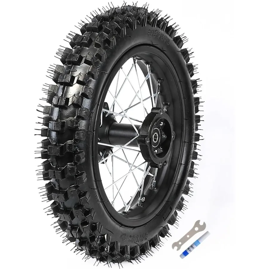 

12 Rear Rim Wheel Disc Brake with 80 10012 Dirt Bike Tire Tube 3.0012 Rim and 1.85x12 Compatibility for Pit Bikes Includes 15mm