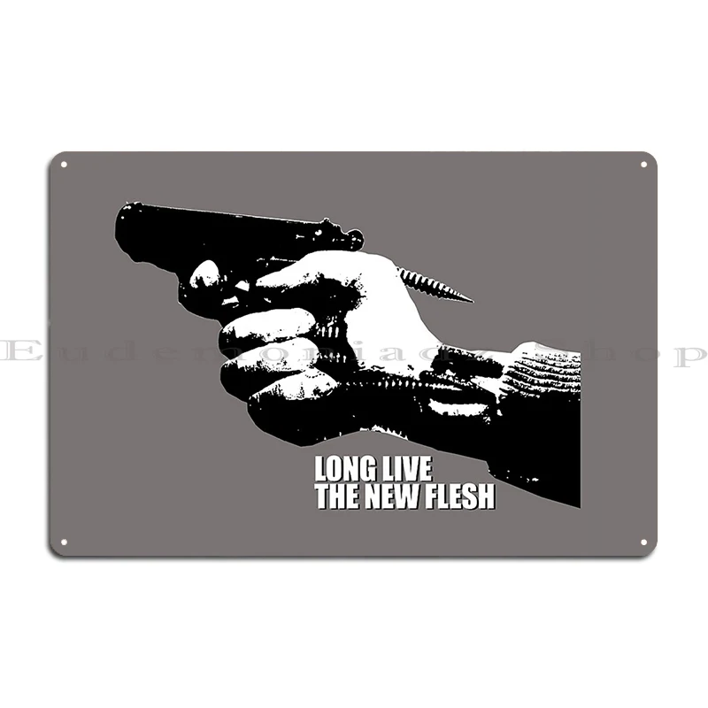 Videodrome Long Live The New Flesh Small Font Tshirt Metal Sign Designing Living Room Wall Decor Living Room Tin Sign Poster